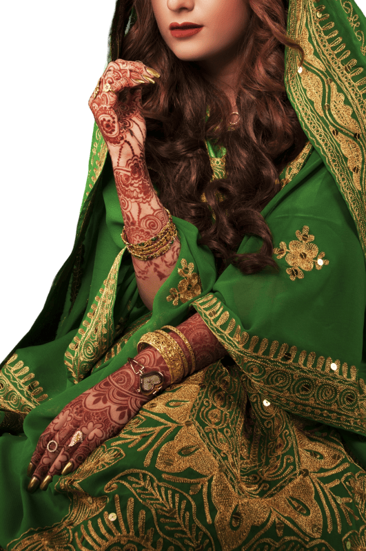 Indian Mehndi Design with Traditional Clothing