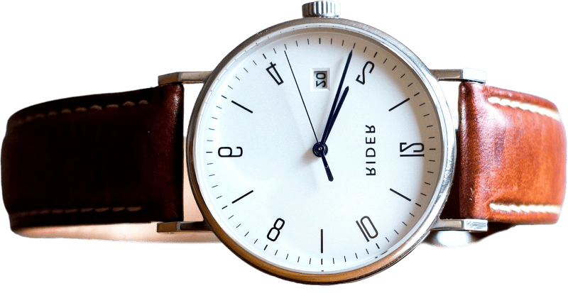 Analog Clock with Brown Leather Bracelet