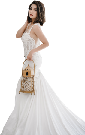Asian Bride Holding Lantern