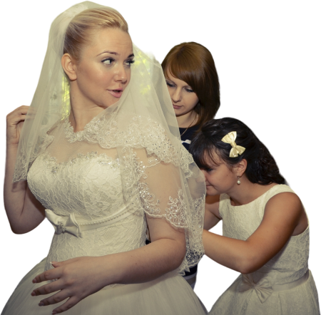 Bride Preparing Wedding Dress