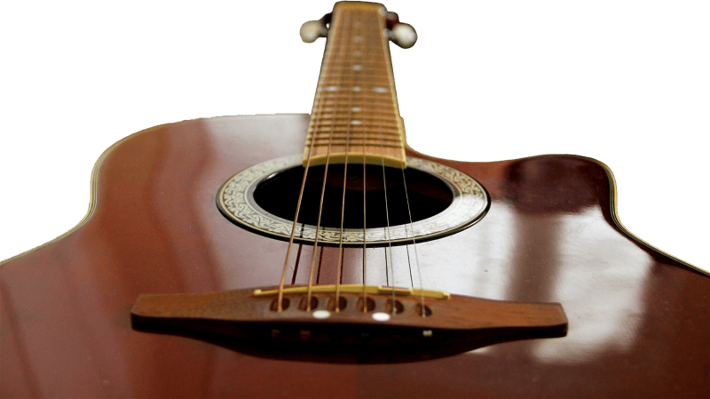 Close-Up of Red Acoustic Guitar
