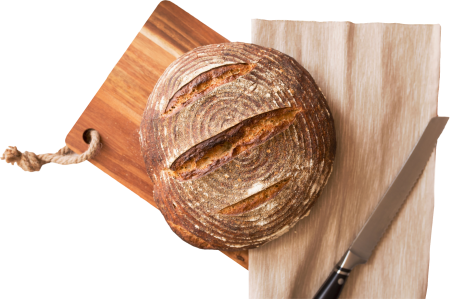 Freshly Baked Bread with Knife