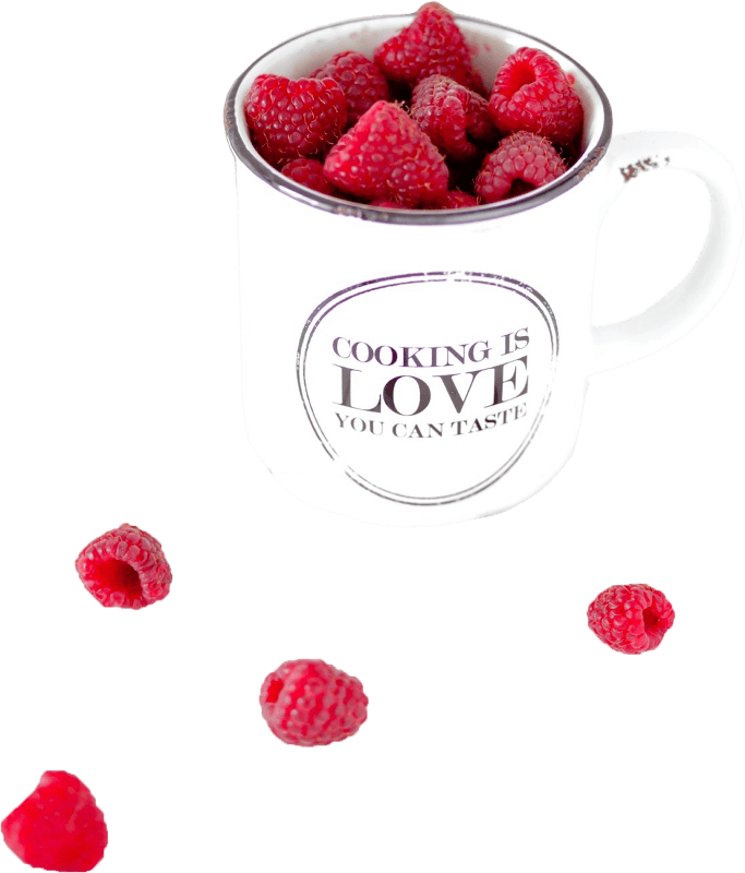 Raspberries on Cup Close-Up