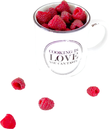 Raspberries on Cup Close-Up