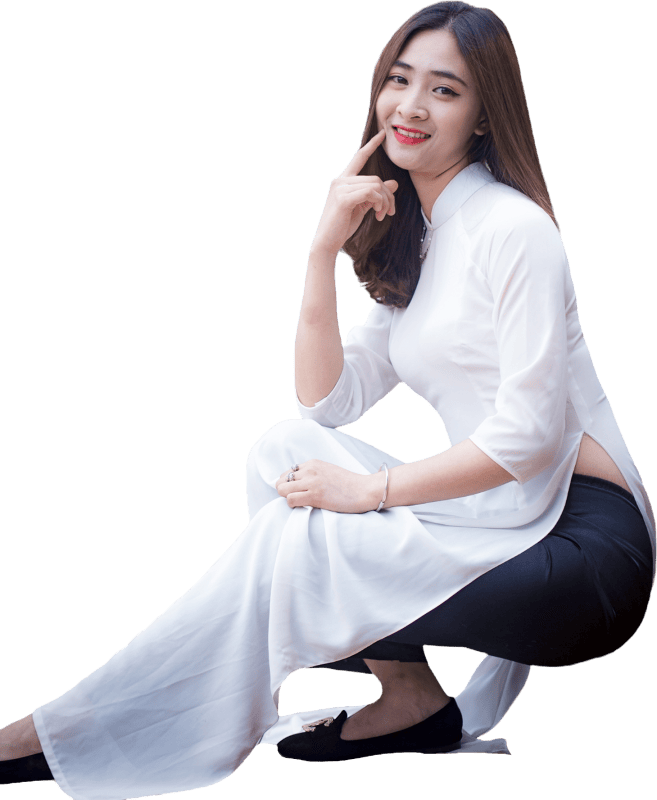 Asian Woman in White Dress