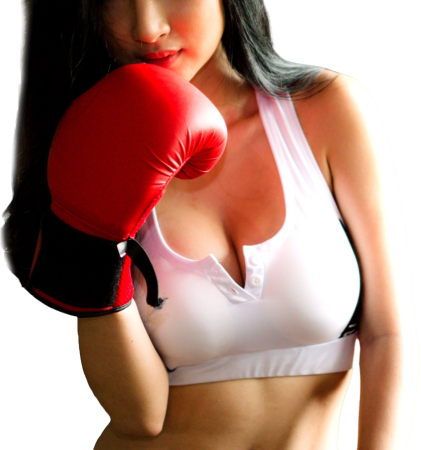 Woman in Sports Bra with Boxing Glove