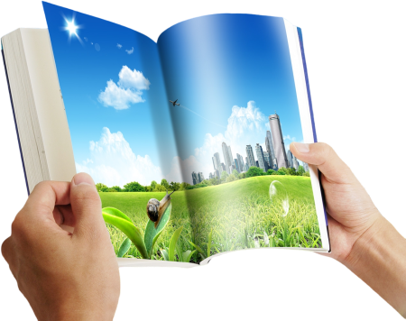 Book with Meadow Landscape