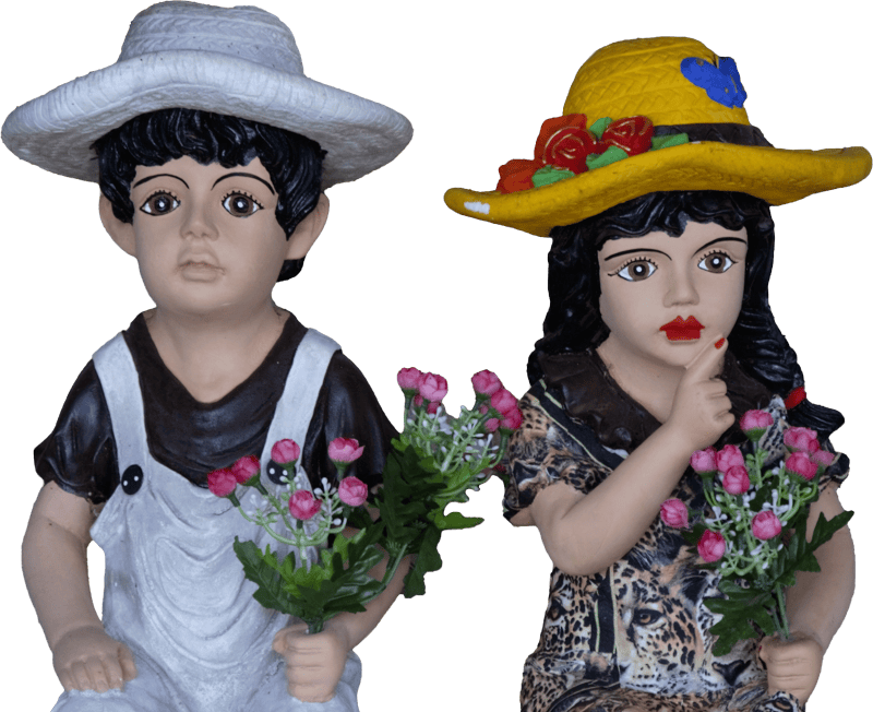 Decorative Figurines Holding Flowers