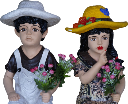 Decorative Figurines Holding Flowers
