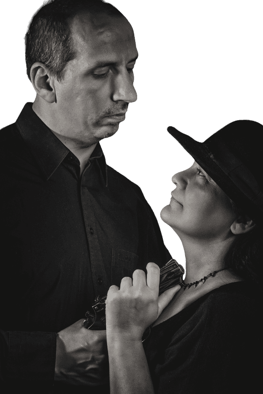 Dramatic Black and White Couple Scene