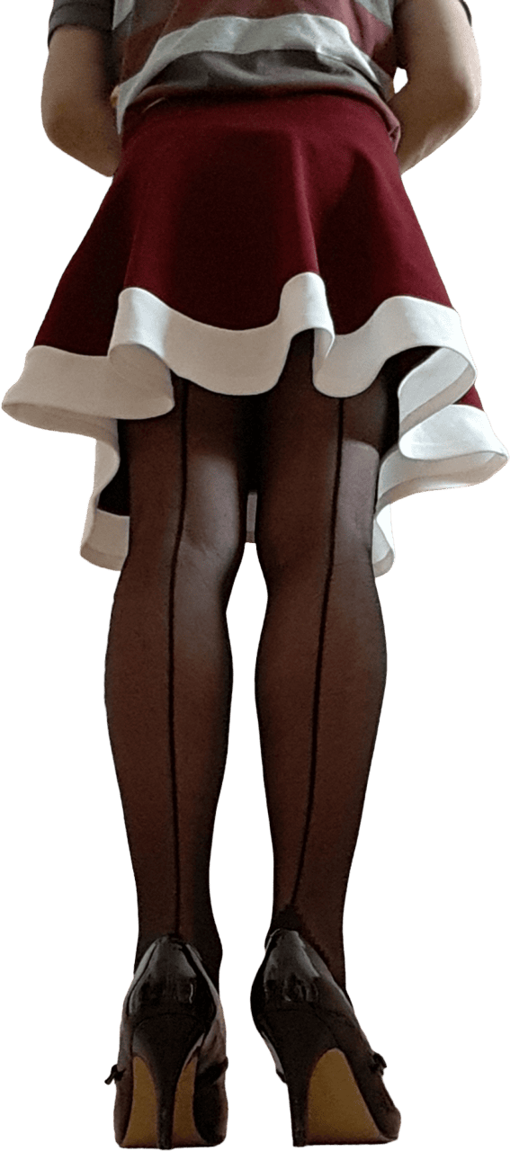 Red Skirt with Black Stockings