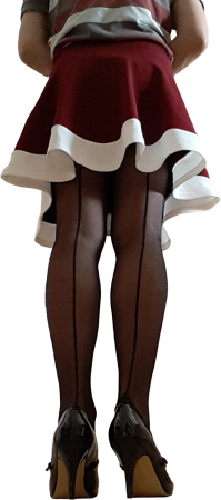 Red Skirt with Black Stockings