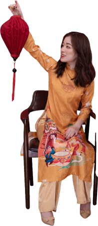 Traditional Vietnamese Woman Holding Lantern