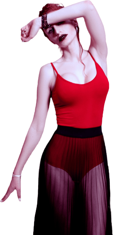 Woman in Red Top Posing