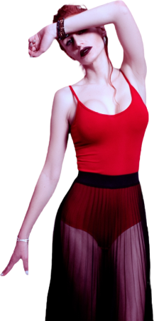 Woman in Red Top Posing