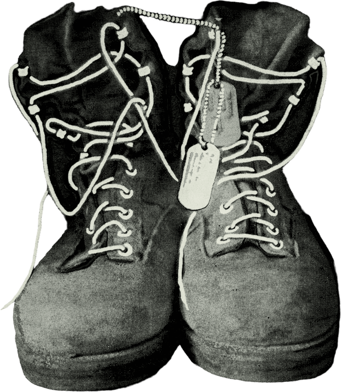 Military Boots with Dog Tags
