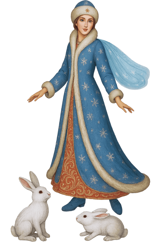Snegurochka with rabbits