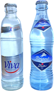 Viva and rosport blue glass bottles 25cl 2012