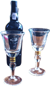 Two wine glasses amp bottle