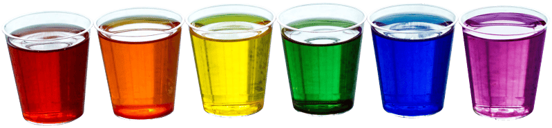 Six assorted color shot glasses