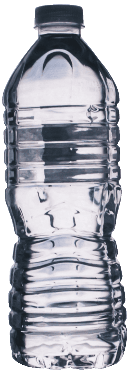 Clear disposable bottle on black surface