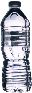 Clear disposable bottle on black surface