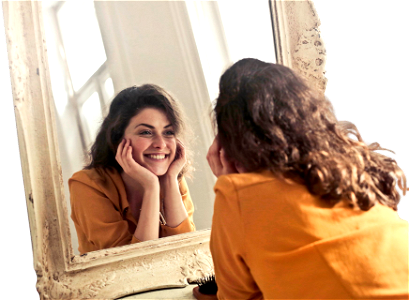 Woman mirror smile
