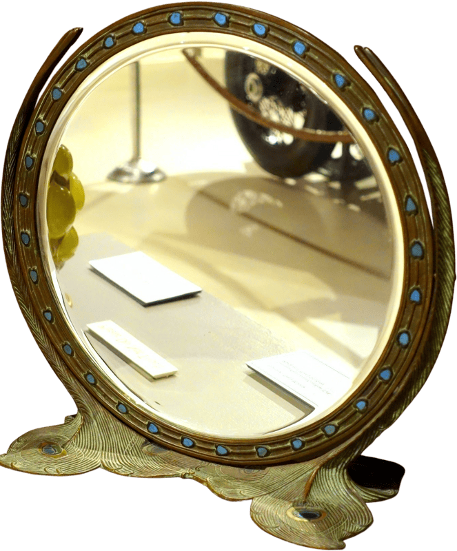 Peacock table mirror louis comfort tiffany made by tiffany studios corona ny