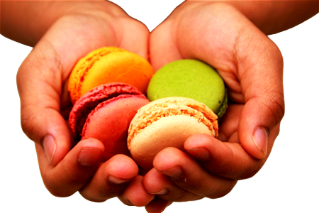 Macaroons dessert hands