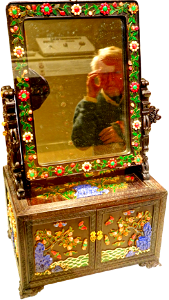 Dressing case and mirror with flowers bats birds and insects china late 1700s
