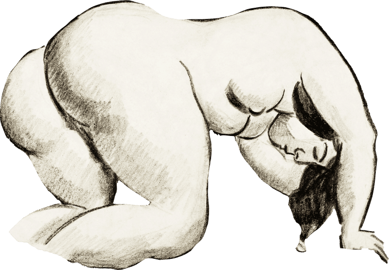 Woman Showing Off Naked Bum Vintage Nude Illustration Female Nude By Carl Newman