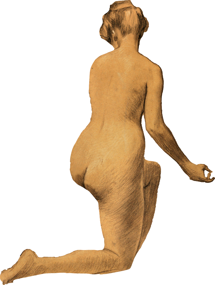 Woman Showing Her Nude Bum Study Of Kneeling Nude Figure 1900 By Louis Schaettle