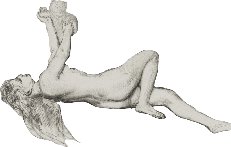 Vintage Erotic Nude Art Of A Naked Woman Naaktstudie Van Achteroverliggende Vrou