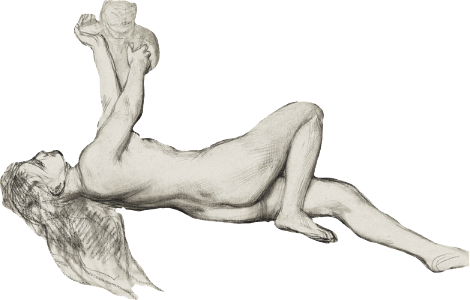 Vintage Erotic Nude Art Of A Naked Woman Naaktstudie Van Achteroverliggende Vrou