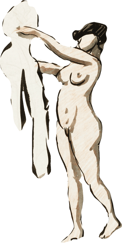 Naked Woman Showing Her Breasts Vintage Nude Illustration Standing Female Nude W