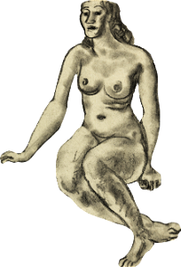 Naked Woman Showing Her Breasts Vintage Nude Illustration Seated Female Nude 189