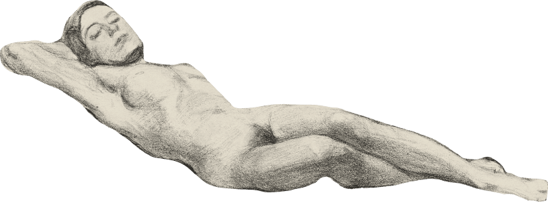 Naked Woman Showing Her Breasts Vintage Nude Illustration Reclining Female Nude 