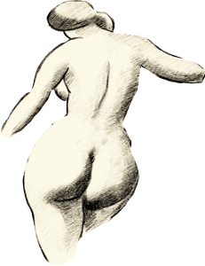 Naked Woman Showing Bottom In Sensual Position Vintage Nude Illustration Female 