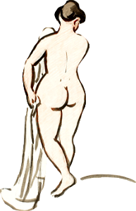 Naked Woman Showing Bottom In Sensual Position Vintage Nude Illustration Back Vi