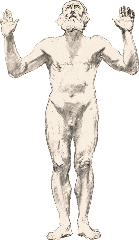 Naked Man Vintage Art Nude Study Of An Old Man Before 1852 By Henri Lehmann Orig