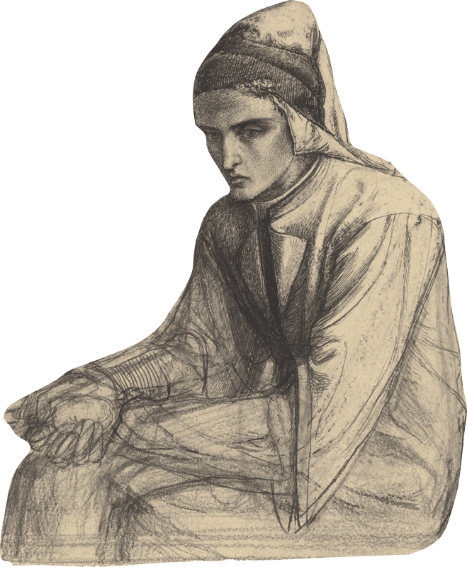 Dante Gabriel Rossetti Dante In Meditation Holding A Pomegranate Illustration