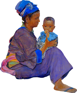 Woman and Child Oil Painting on Flemish Linen 55X64cm 20 Illustration