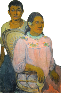 Tahitian Woman and Boy Illustration