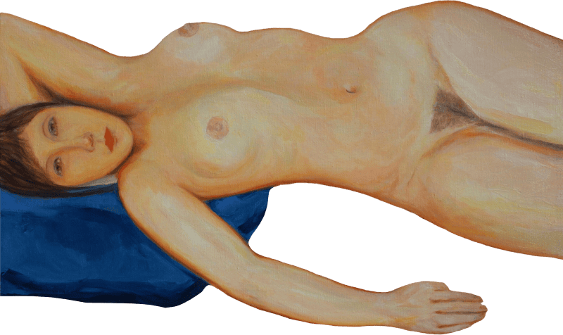 Nude With Eyes Open Oil Painting on Canvas 74X95cm 2016 Illustration