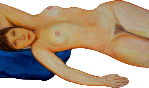Nude With Eyes Open Oil Painting on Canvas 74X95cm 2016 Illustration