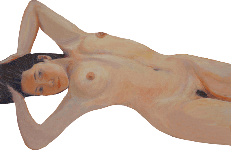 Nude on Pink Blanket Oil Painting on Canvas 78X94cm 2016 Illustration
