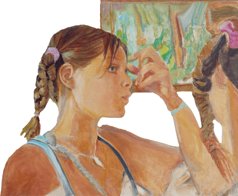 Girl In Front Of A Mirror Oil Painting on Dutch Canvas 3 Illustration