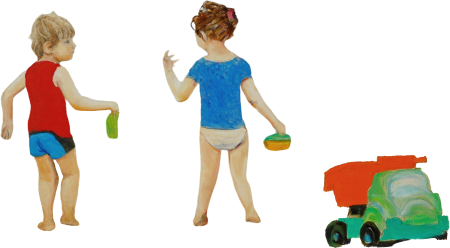 Children Playing on The Beach Oil Painting on Canvas 61X Illustration