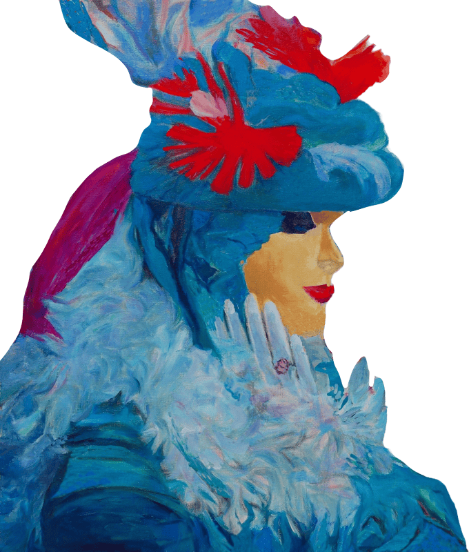 Carnival In Venice With A Blue Costume Oil Painting on F Illustration
