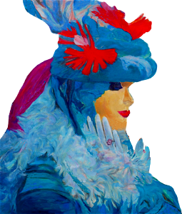 Carnival In Venice With A Blue Costume Oil Painting on F Illustration